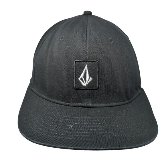 Volcom Snapback Hat Black One Size Adjustable Embroidered 6 Panel Cotton - Picture 1 of 9